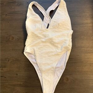 NWT White Textured One Piece Swimsuit